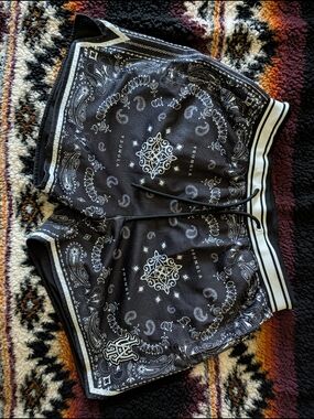 YoungLA Black Paisley Bandana Athletic Shorts